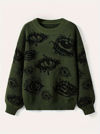 Cool Contrast Color Top All-matching Knitted Sweater