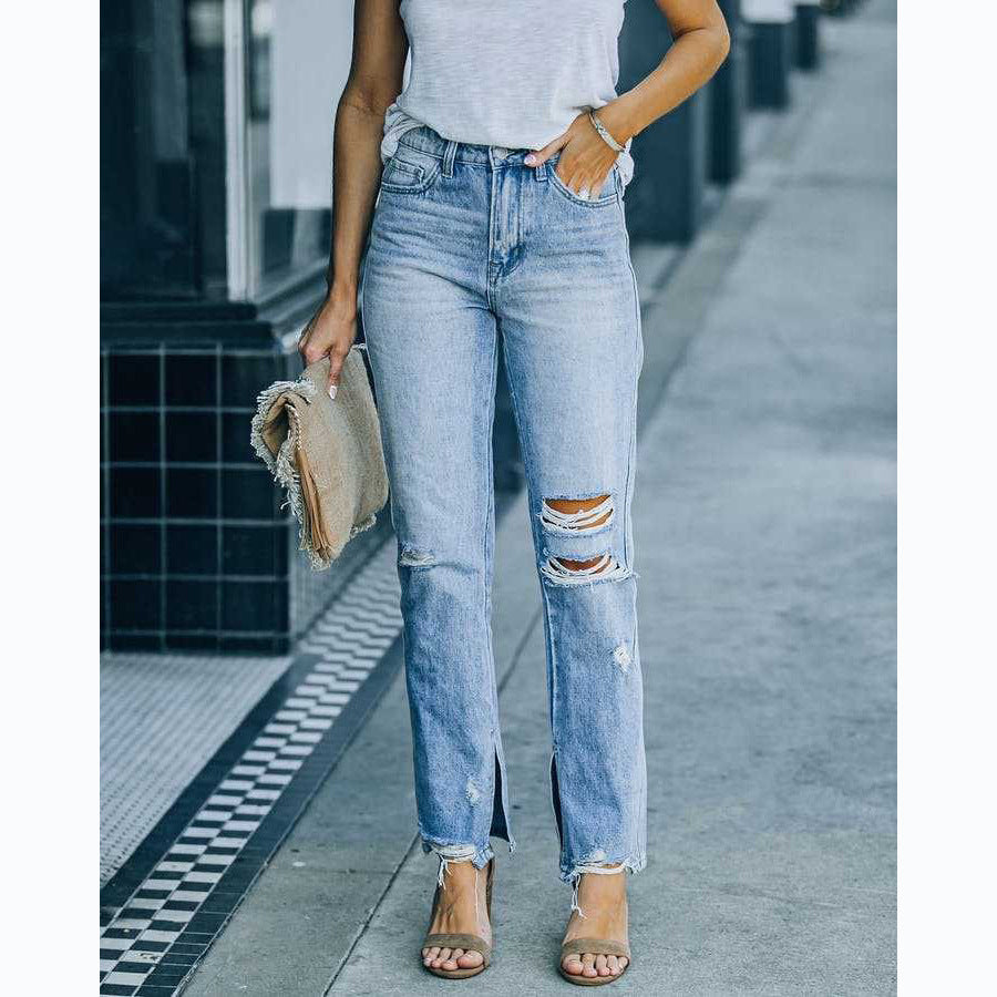 Spring And Summer Leisure Fashion Street Washed Jeans