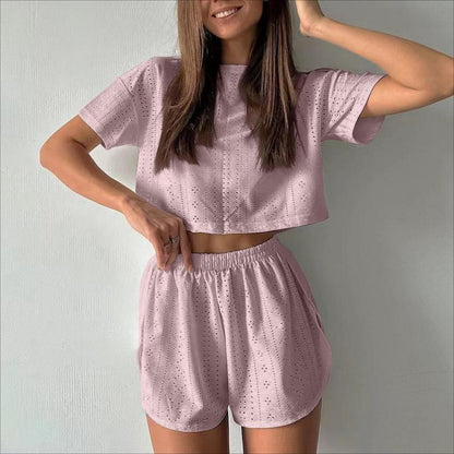 Hollow-out Cropped Two-piece Set