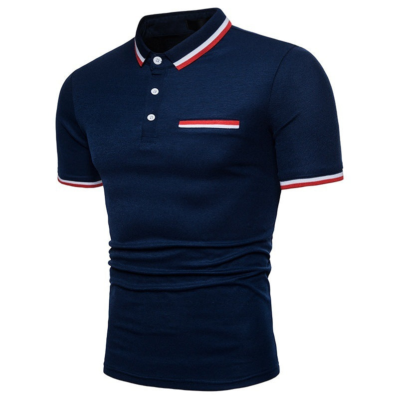 Summer Slim Lapel Cotton Men's Short Sleeve POLO Shirt Short Sleeve T-Shirt