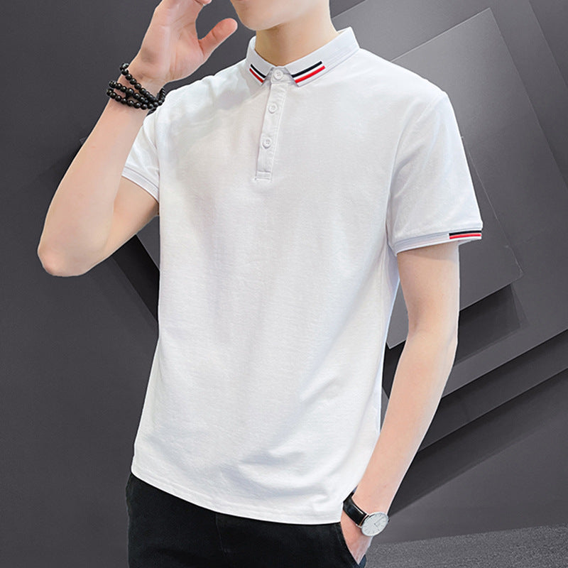 Men's Short-sleeved Polo Shirt Business Summer Korean Style Solid Color Polo Collar T-shirt