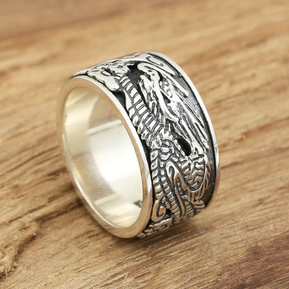 S925 Handmade Vintage Thai Silver Personality Ring Male