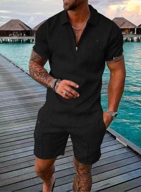 Casual Men's European And American Fashion Men's Polo Shirt Suit