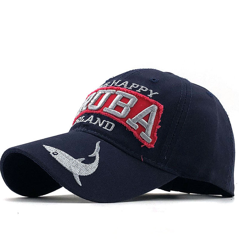 Letter Shark Embroidered Baseball Cap Duck Tongue