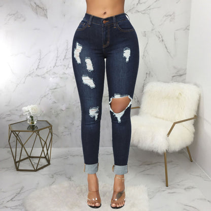 Fashion Versatile Stretch High Waist Denim Wash