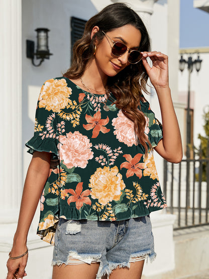 Women's Round Neck Printed Top