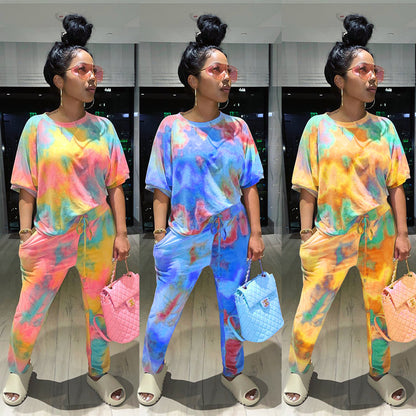 Women's Tie-dye Fashion Home Two-piece Suit