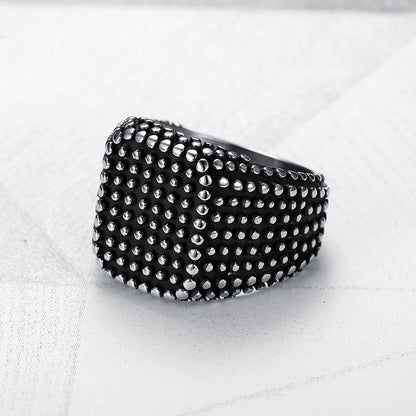 Men's Fashion Personality Retro Black Square Hemp Dot Ring