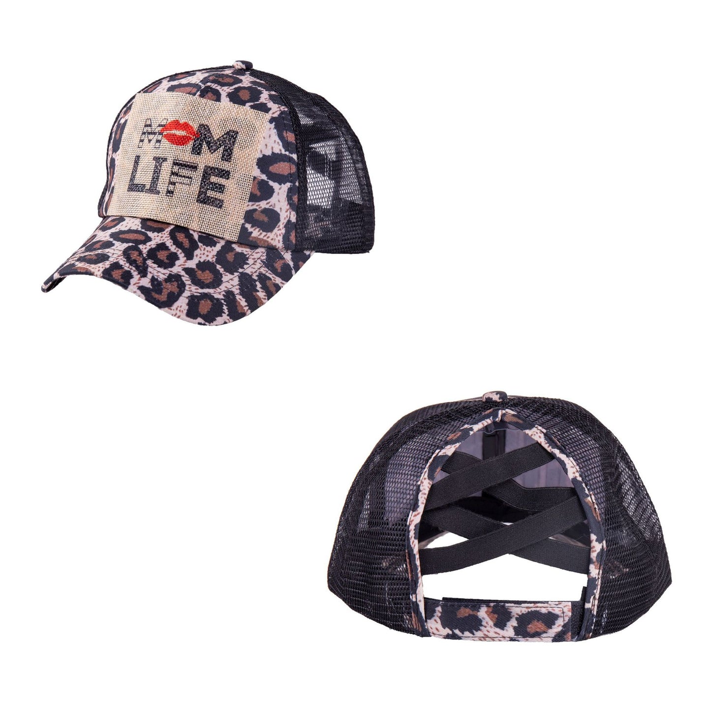 Leopard Cross Horsetail Baseball Cap