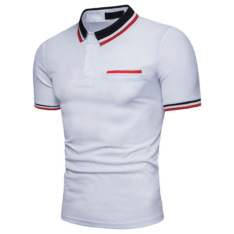 Summer Slim Lapel Cotton Men's Short Sleeve POLO Shirt Short Sleeve T-Shirt