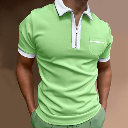 Men's Lapel Fashion Slim Pocket Men's T-Shirt POLO Shirt