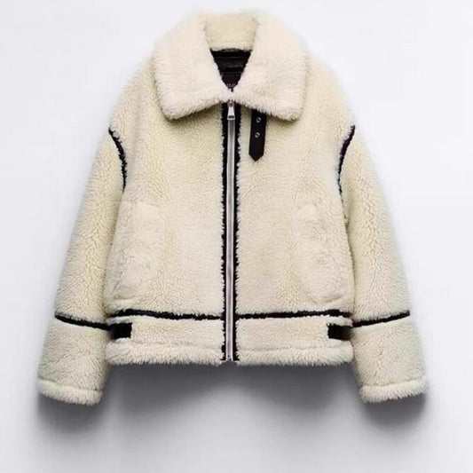 Light Color Women's Lambswool Warm Coat