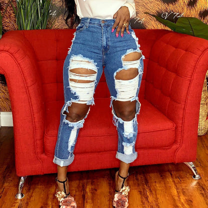 Women's Fashion Hip Hop Jeans With Big Holes