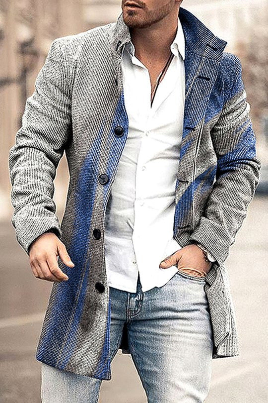 Men's Woolen Stand Collar Mid-length Trench Coat