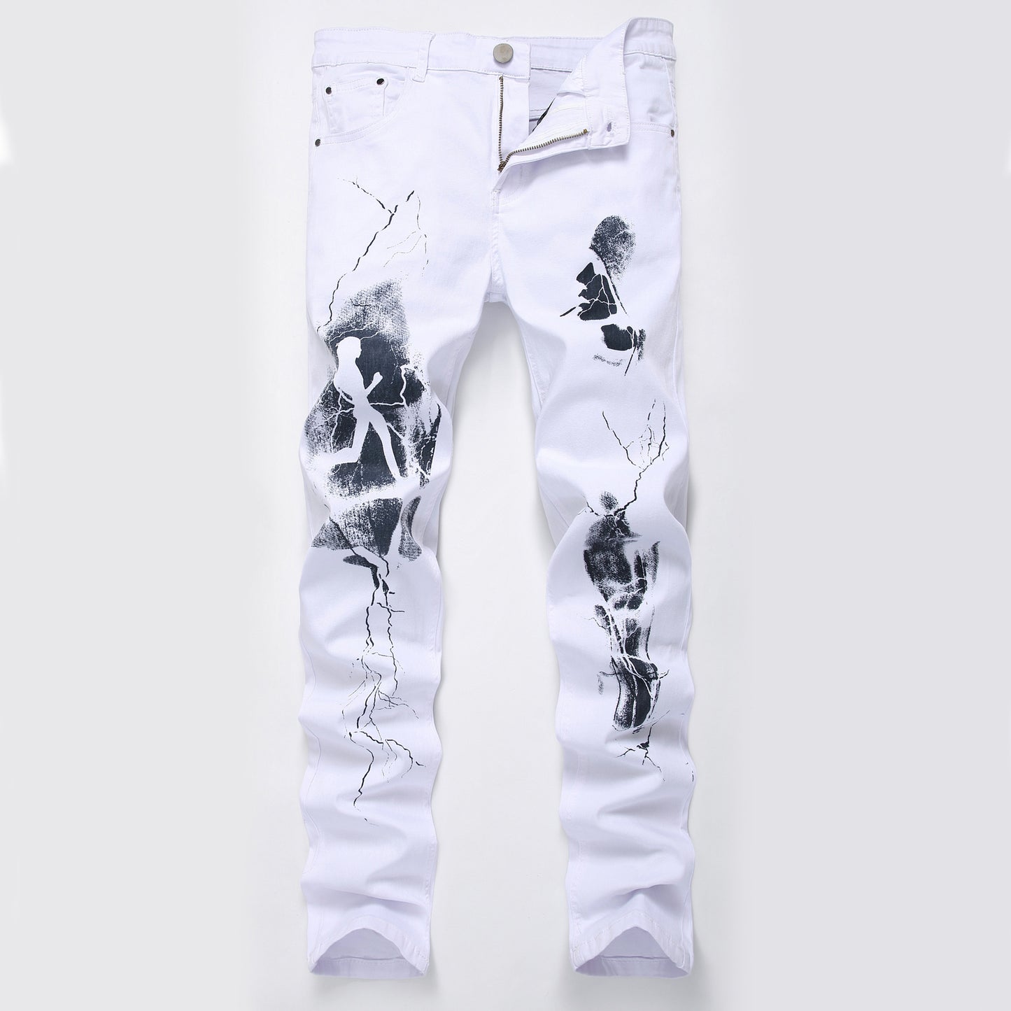 Men's Stretch Embroidered Jeans Printing