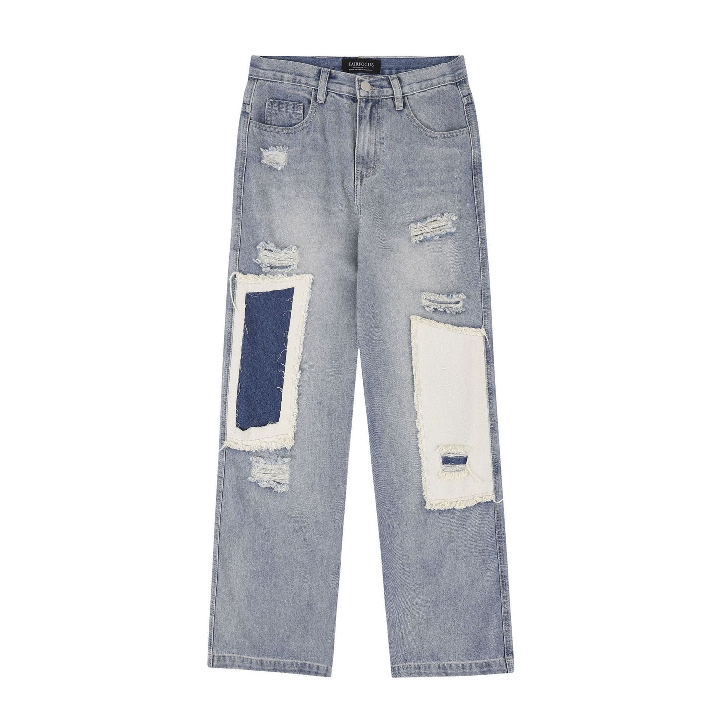 American-style Distressed Heavy Industry Straight Casual Jeans