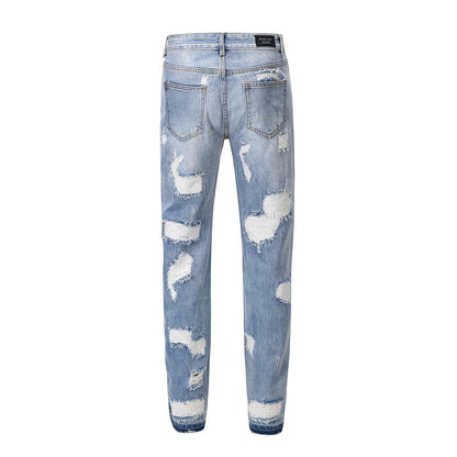 High Street Washed Distressed Slim-fit Ripped Jeans