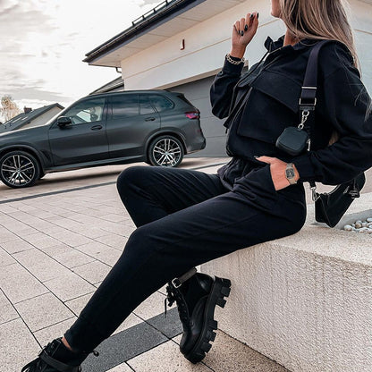 Ankle-tied Sports Suit Two-piece Set