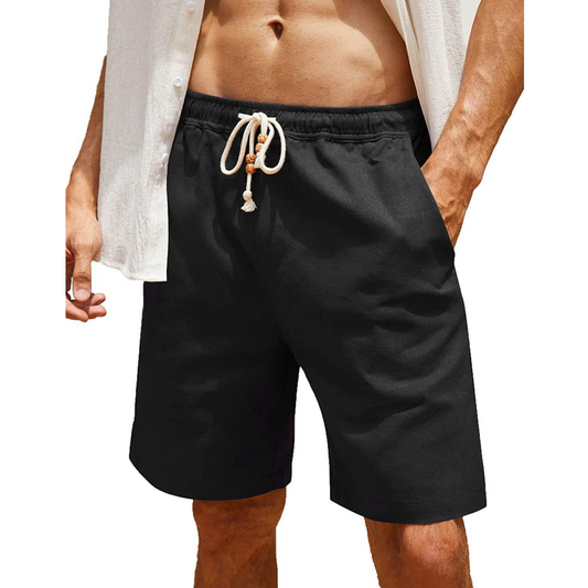 Men's Cotton And Linen Lace-up Plus Size Pocket Casual Shorts