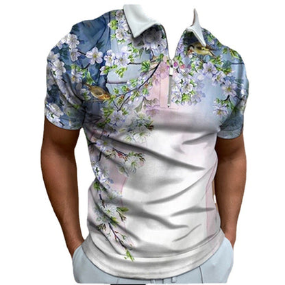 Zip Printed Men's Polo Shirt T-shirt