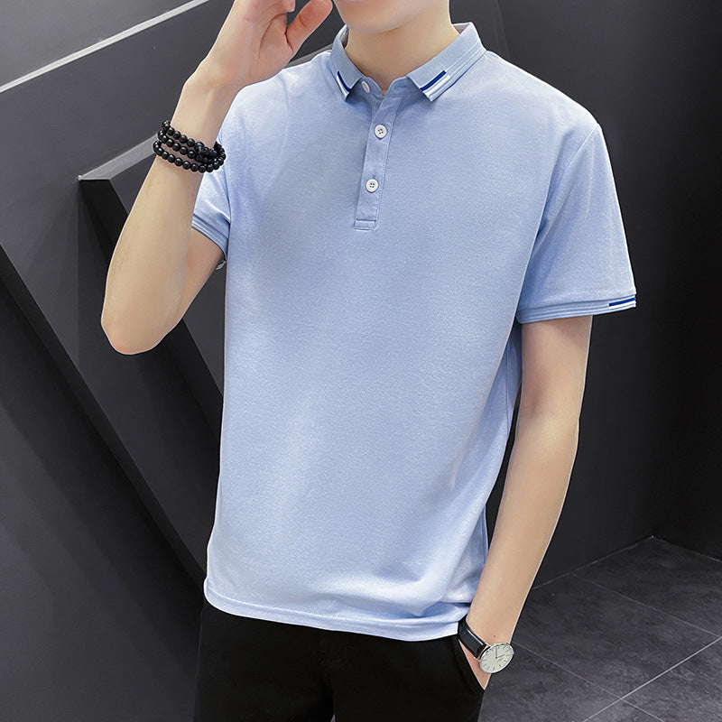 Men's Short-sleeved Polo Shirt Business Summer Korean Style Solid Color Polo Collar T-shirt