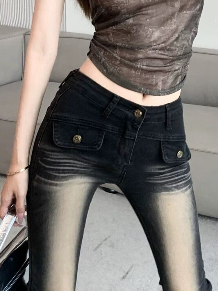 Women's Fashionable Retro Gradient Color Skinny Jeans