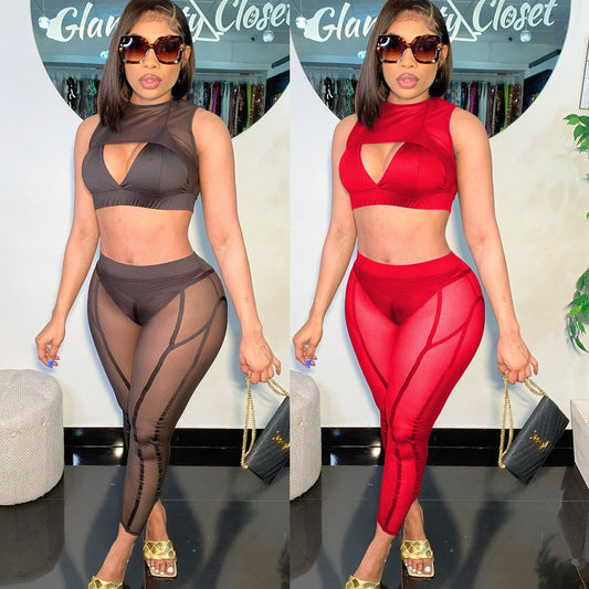 See-through Pants Two-piece Set For Women