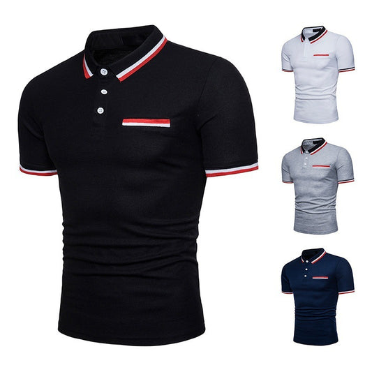 Summer Slim Lapel Cotton Men's Short Sleeve POLO Shirt Short Sleeve T-Shirt