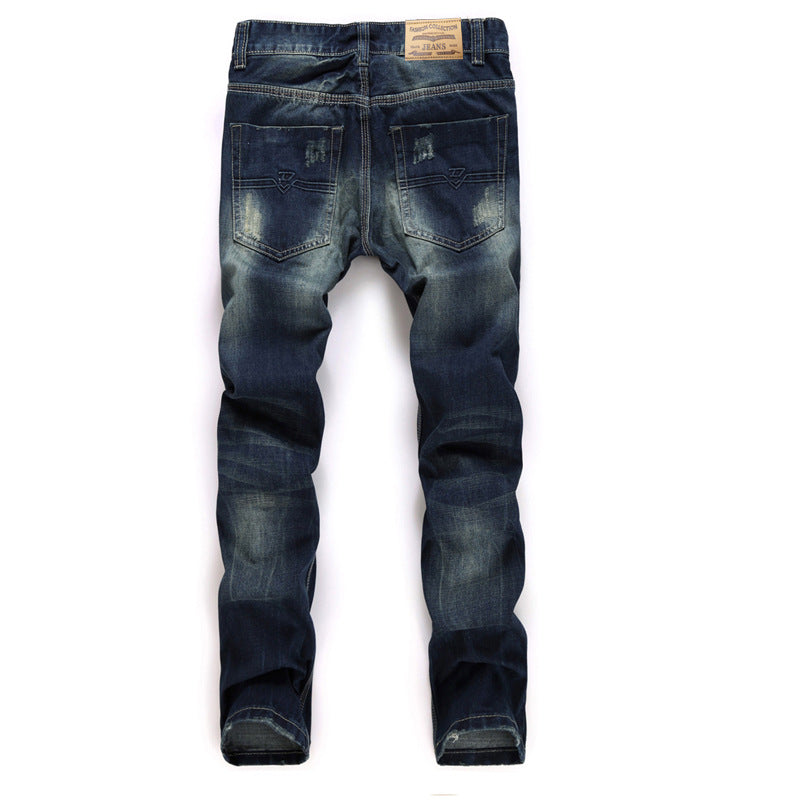 Men's Jeans Wear Hole Straight Tube