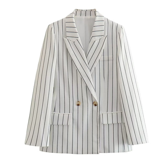 European And American Style Casual Loose Striped Commuter Suit Jacket