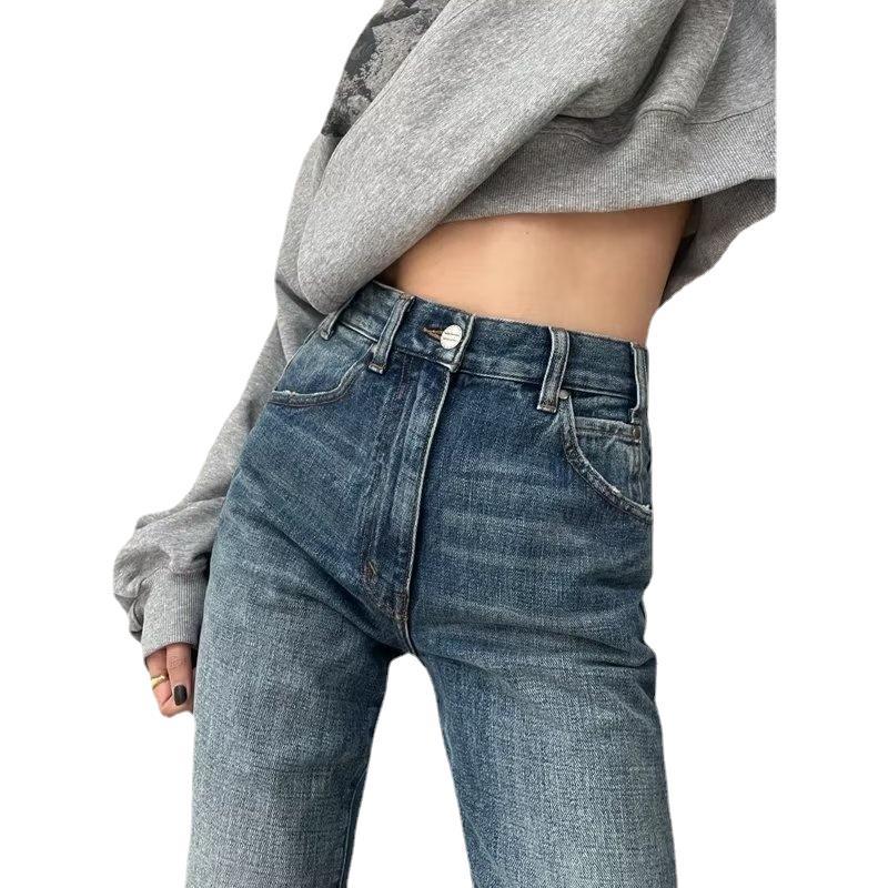 Large Size Retro Denim Bell-bottom Pants Women