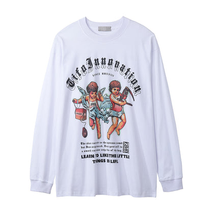 Spoof Little Angel Printed Round Neck Long Sleeve