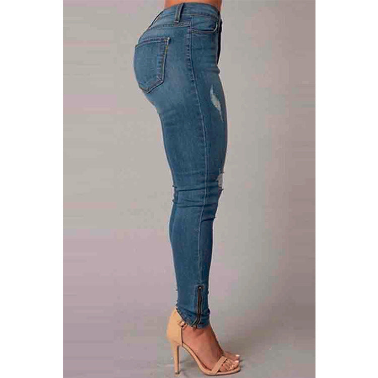 Women's Jeans Ankle Banded Slim Fit Hip Raise Jeans Women's Trousers