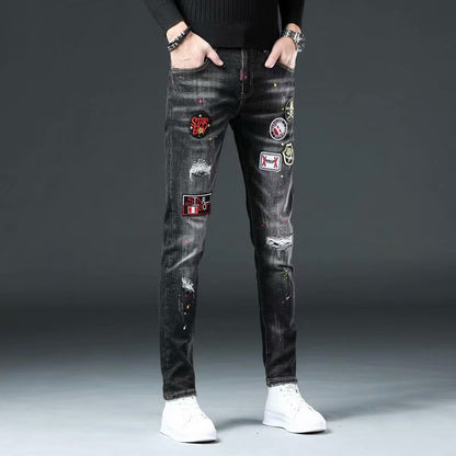 Men's Casual Easy-Matched Eagle Embroidered Jeans