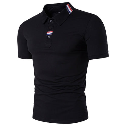 Men's Fashion Polo Shirt Lapel Short Sleeve Ribbon Decorative T-shirt