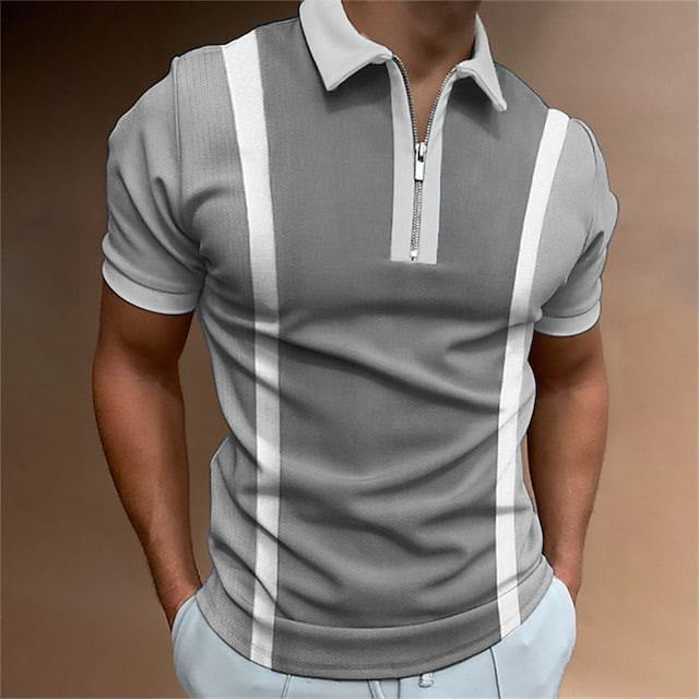 Men's 3D Digital Printing Zipper Polo Shirt Plus Size