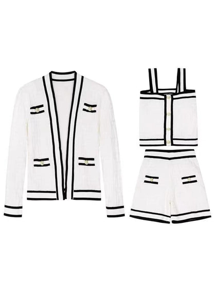 Women's Cardigan Knitted Three-piece Suit