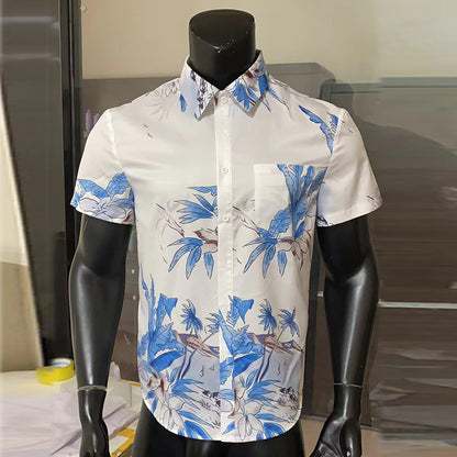 Men's Fashion Casual Simple Printing Short Sleeve Shirt Top