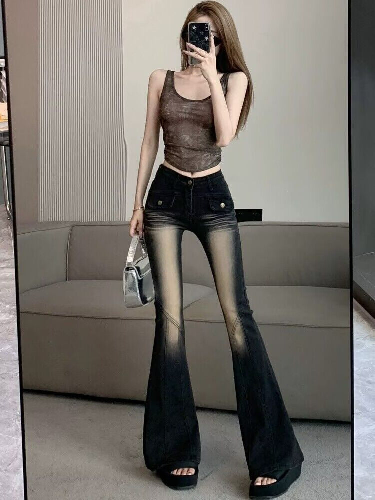 Women's Fashionable Retro Gradient Color Skinny Jeans