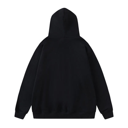 Metal Buckle Thickened Hooded Sweatshirt Men's Ins Casual Solid Color Pullover Hoodie