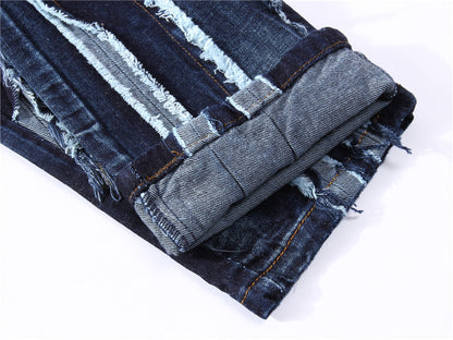 Panelled Statement Jeans Frayed Slim Fit