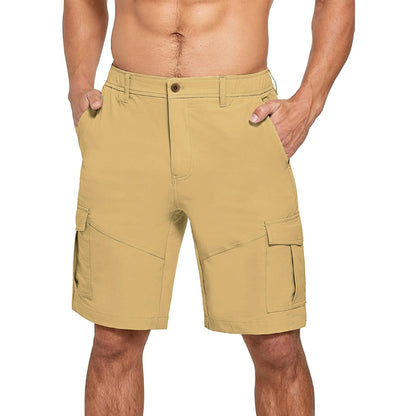 Solid Color Men's Loose Casual Multi-pocket Workwear Shorts