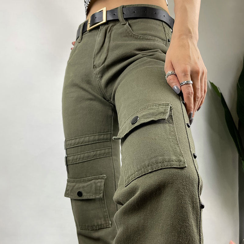 High Street Fried Street Straight Pants Cargo Pants Jeans