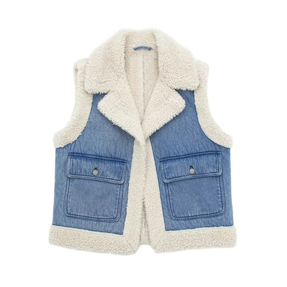 Classic Air Outlet Pocket Decoration Lapel Double-sided Short Vest