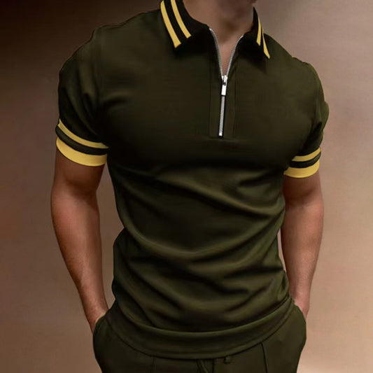 Zipper Stitching Men's Sports Polo Shirt