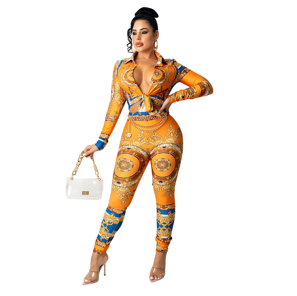 Women's Printed Tight Two-piece Suit