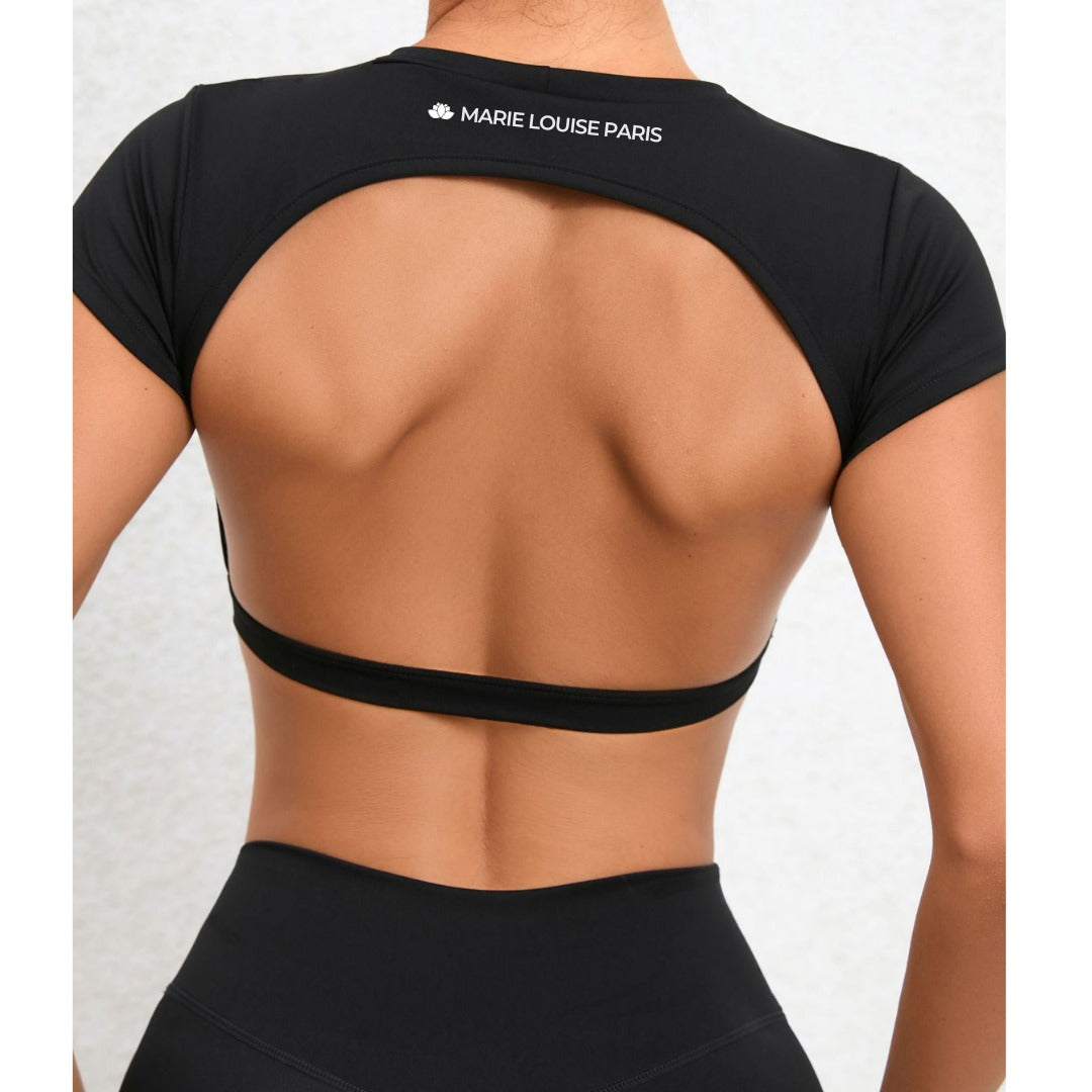 European And American Sports Top With Chest Pad Backless Short