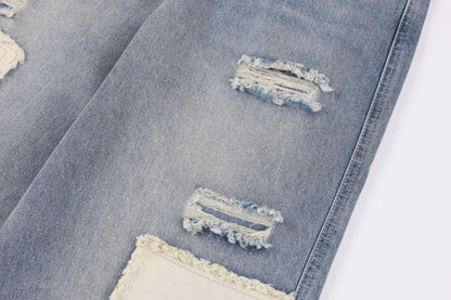 American-style Distressed Heavy Industry Straight Casual Jeans