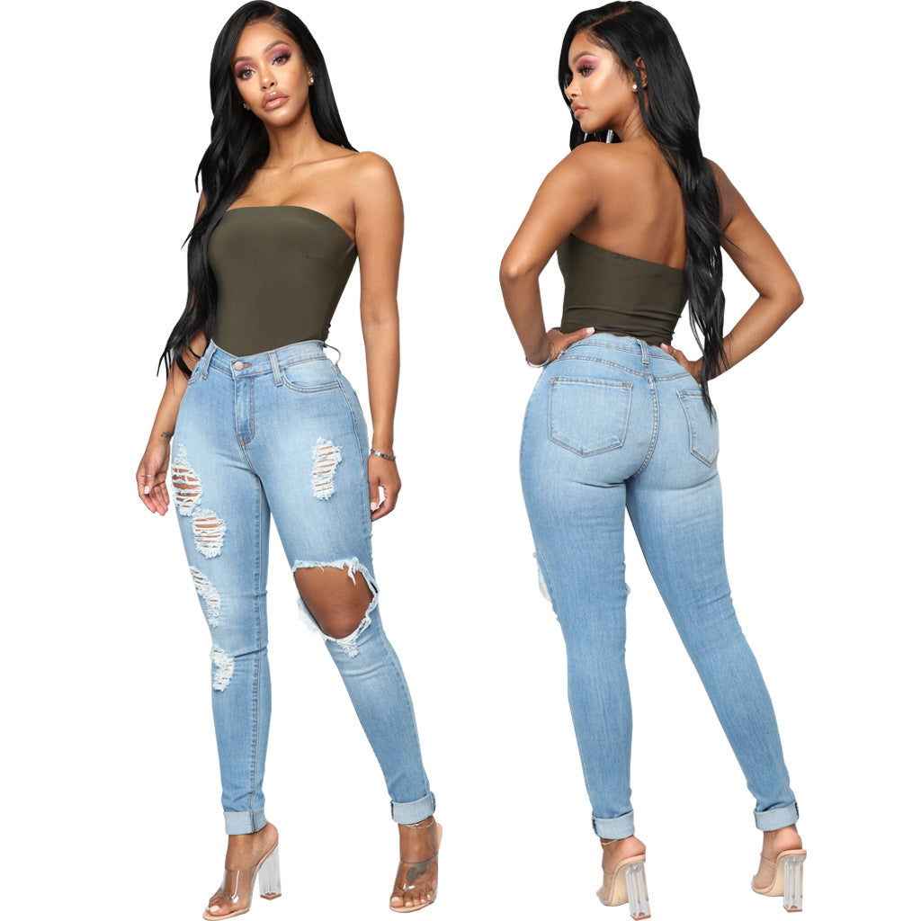 Fashion Versatile Stretch High Waist Denim Wash