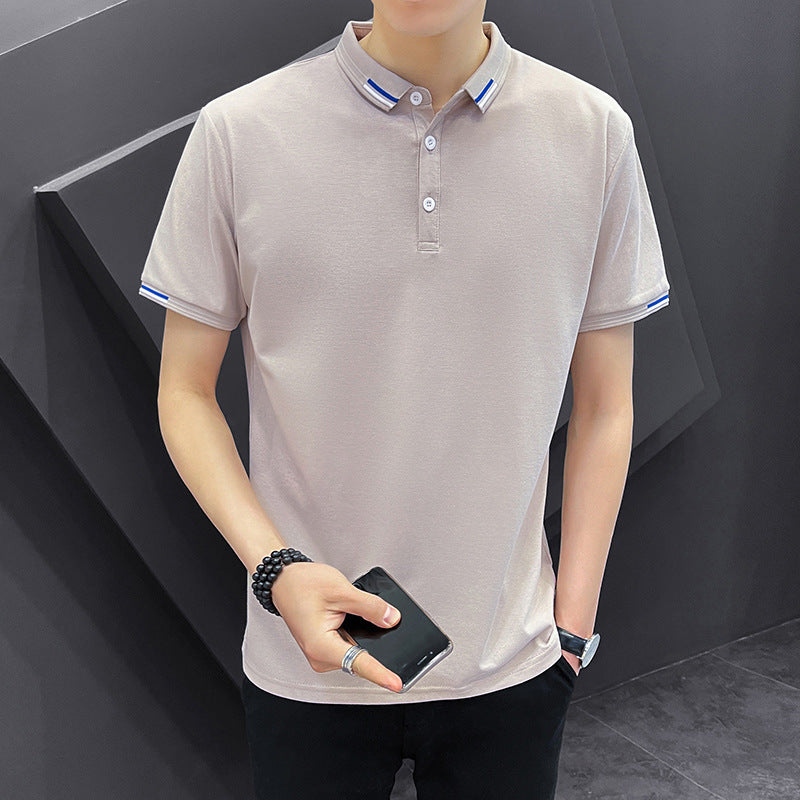 Men's Short-sleeved Polo Shirt Business Summer Korean Style Solid Color Polo Collar T-shirt